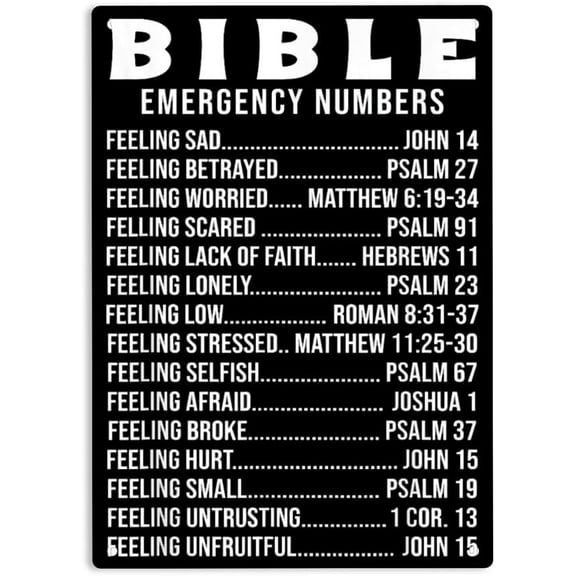 Bible Emergency Hotline Numbers Sign Metal Tin Sign, Jesus Poster for Home Office Garden Bars Pub Man Cave Wall Decor Plaque Sign 12x8 Inch