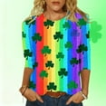 thumbnail image 2 of Womens St Patricks Day Tops Clover Graphic T Shirt 3/4 Sleeve Round Neck Tees Casual Green Irish Blouses St Pattys Shirts Women, 2 of 6
