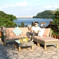 thumbnail image 2 of Costway 4PCS Patio Rattan Furniture Set Cushioned Loveseat w/Glass Side Table Khaki, 2 of 10
