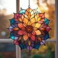 thumbnail image 3 of Dahlia Stained Glass Suncatcher, Lotus Flower Window Hanging, Boho Floral Home Decor, Handmade Ornament, 3 of 4