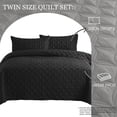thumbnail image 3 of Exclusivo Mezcla Bed Quilt Set Twin Size for All Seasons, Stitched Pattern Quilted Bedspread/ Bedding Set/ Coverlet with 1 Pillow sham, Lightweight and Soft, Black, 3 of 7