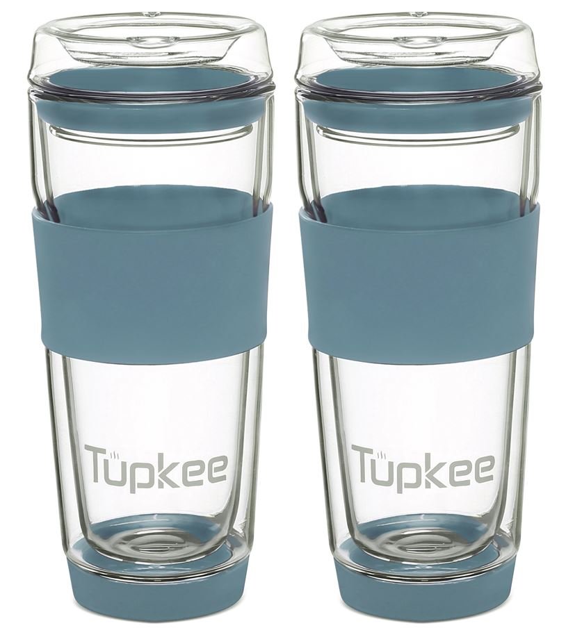 Tupkee Double Wall Glass Tumbler All Glass Reusable Insulated Tea