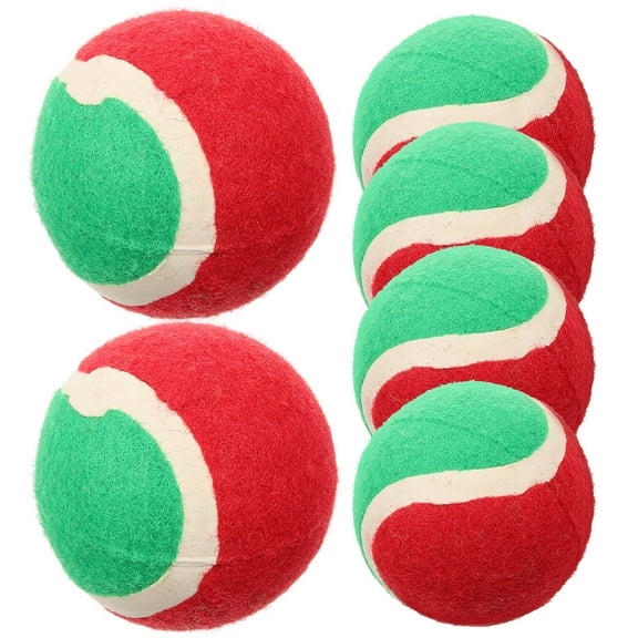 UPKOCH Dog Fetch Ball Christmas Assorted Color Rubber 6pcs
