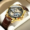thumbnail image 5 of OLEVS Automatic Watches for Men Skeleton Brown Leather Band Large Face Self Winding Mechanical Mens Dress Watches Waterproof Easy to Read Luminous Business Casual Mens Wrist Watches Reloj Para Hombre, 5 of 14