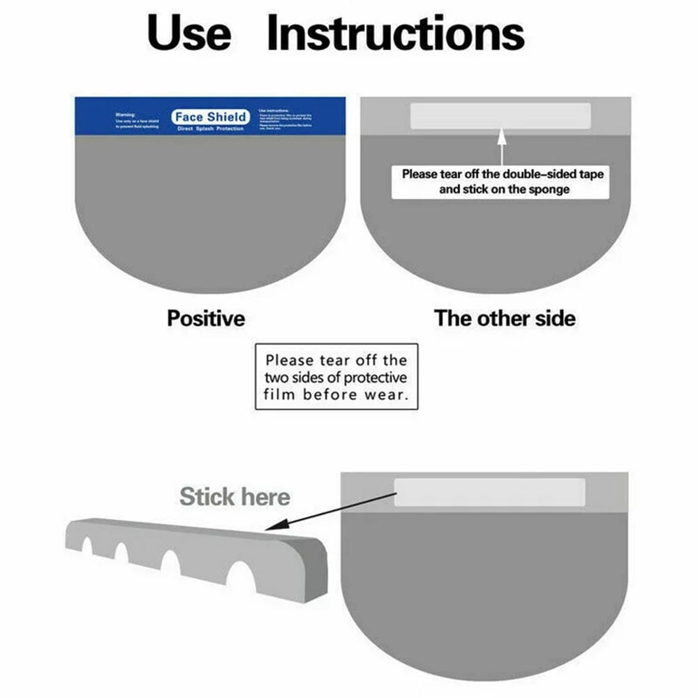 CNKOO Safety Face Shield Mask Clear Anti-Fog Protective Full Face Shield (Pack of 10) Face Shields Adults Safety Eyes, Nose, Face Bonus Cleaner