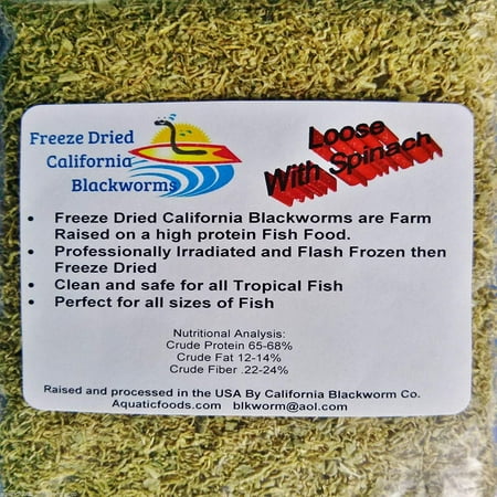 Aquatic Foods Freese Dried California Blackworms with Spinach, Loose Freeze Dried California Blackworms…10