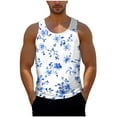 thumbnail image 4 of WAENQINLA Tank Tops for Men Crew Neck Sleeveless Shirts Floral Graphic Hawaii Shirts Tank Undershirts Summer Active Muscle T-Shirt White XXL, 4 of 6