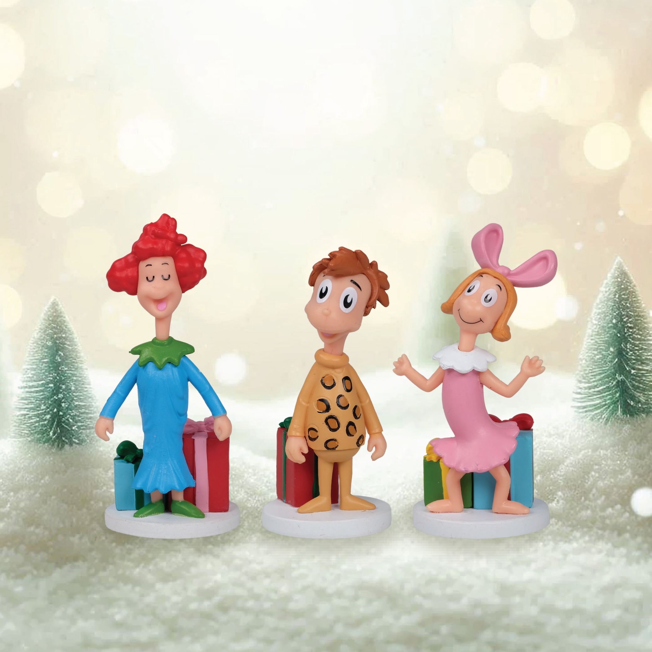 Dr. Seuss Whoville Characters with Gift Stacks Holiday Figurine Set, Three Pieces