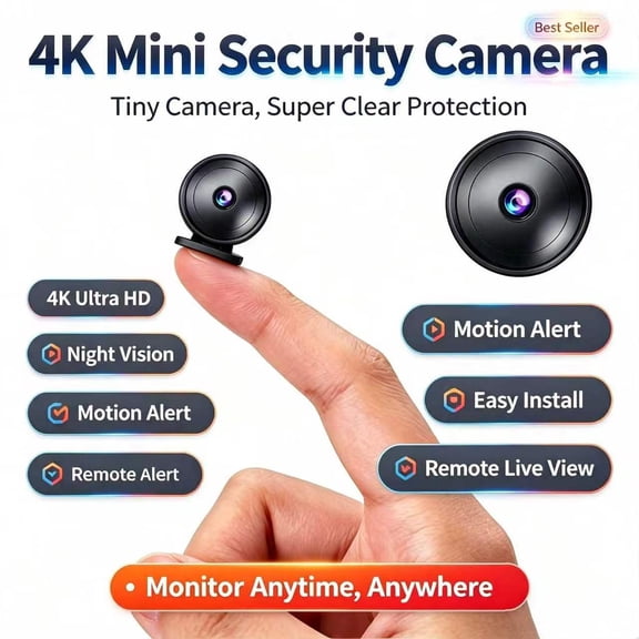 Small 4K Hidden Spy Camera Wireless Remote View Mini Security Camera with Night Vision Motion Detection Indoor Vehicle Surveillance Nanny Camera