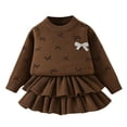 thumbnail image 3 of Posijego Little Girls Clothes Sets Bow Knit Sweater and Ruffled Skirt Set Toddler Girls Fall Clothes Outfits Size 2-8 Years, 3 of 8