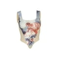 thumbnail image 2 of One opening Women Sexy Pullover, Sleeveless/Long Sleeve Square Collar Angel Print Crop Top (Apricot), 2 of 5