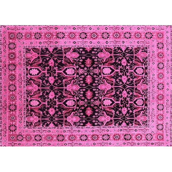 Ahgly Company Indoor Rectangle Oriental Pink Traditional Area Rugs, 5' x 8'