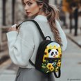 thumbnail image 3 of HELLHERO Panda Sunflower Theme Daypack for Work Travel, Front Pocket Small Travel Backpack Polyester Lightweight Mini Backpack, 3 of 8