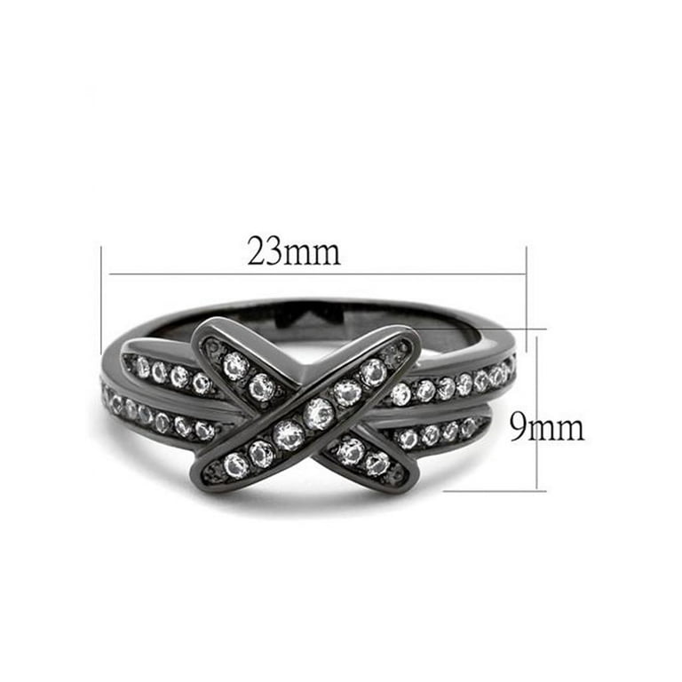 Light Black Stainless Steel AAA Grade Cubic Zirconia Fashion Ring