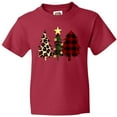 thumbnail image 3 of Inktastic Three Christmas Trees in Plaid and Leopard Print Youth T-Shirt, 3 of 5