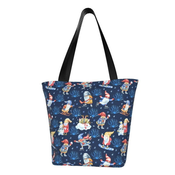 Goofa Winter old man Playtime Pattern Tote Bags,Large Capacity Bag,Beach Tote with Zipper Closure, Large Capacity and Foam Padding