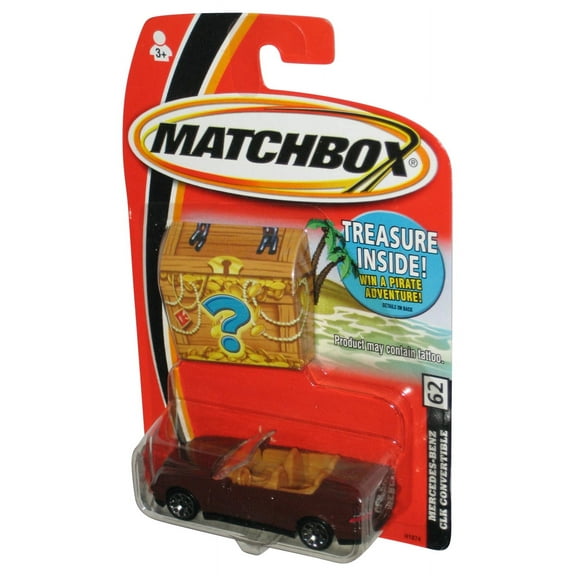 Matchbox Mercedes-Benz CLK Convertible (2005) Red Toy Car #62 w/ Treasure Chest