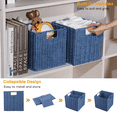 thumbnail image 3 of Wicker Storage Basket, Set of 2 Hand-Woven Storage Baskets for Shelves with Handles, Foldable Cube Storage Bins Organizer, Blue 13x13 Inch Large Wicker Baskets for Pantry Bedroom Decor, Blue, 3 of 5