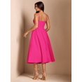 thumbnail image 2 of Hot Pink Spaghetti Strap Fit & Flare Midi Dress For Party, Evening Or Elegant Casual Wear, 2 of 7
