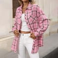 thumbnail image 6 of Gytharion Women's Cotton Cardigan Jackets Fashionable Casual Plaid Printed Button Down Lapel Shirt Outerwear Fall Loose Comfy Long Sleeve Coat with Pocket, 6 of 8