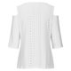 thumbnail image 3 of Sudadera con capucha de lino,Blusa informal de poliéster con hombros descubiertos para mujer, cuello en V y mangas 3/4, tejido ligero y transpirable, para uso diario, sopatenor, 3 of 7