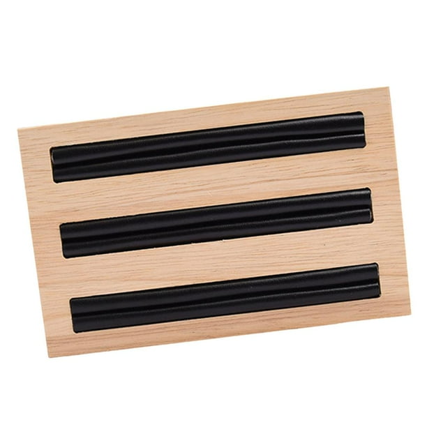 3 Ranuras Rectangular Pendientes Bandejas Exhibición de con Organizador Caja de Almacenamiento Soporte - cuero negro BLESIY Soporte para anillos que muestra la placa