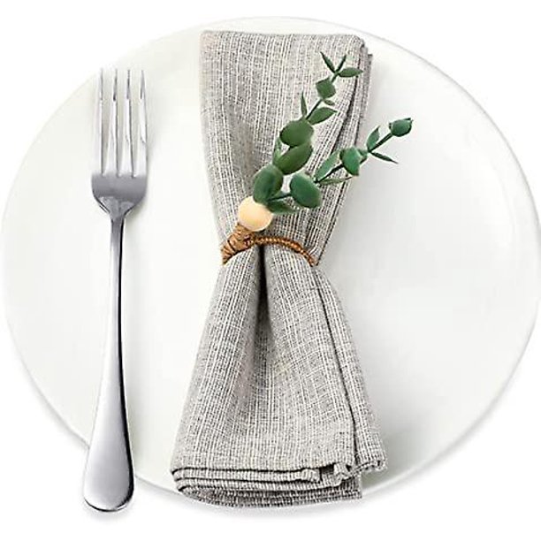 (12 piezas) Juego de anillos para servilletas de Pascua y primavera, anillos para servilletas de eucalipto rústico, anillos para servilletas de hojas bohemias, porta servilletas con vegetación para ce
