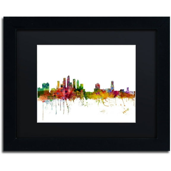 Trademark Fine Art 'Tampa Florida Skyline' Canvas Art by Michael Tompsett, Black Matte, Black Frame