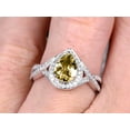 thumbnail image 4 of 10k White Gold 2 Carat 8x5mm Pear Shape Champagne Diamond Moissanite Engagement Rings With Halo, 4 of 5