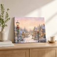 thumbnail image 2 of Christmas Village Canvas Wall Art, Winter Rustic Cottagecore Warm Streetlamp Wooden‑Stretched Canvas Print Artwork, Home Wall Decor for Living Room Bedroom Office 18"Lx12"W, 2 of 9