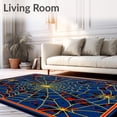thumbnail image 2 of ODIKA 4'x6' Machine Washable Non-Slip Area Rug, Web Marvelous Circular High Traffic Rug, Blue, 88626, 2 of 7