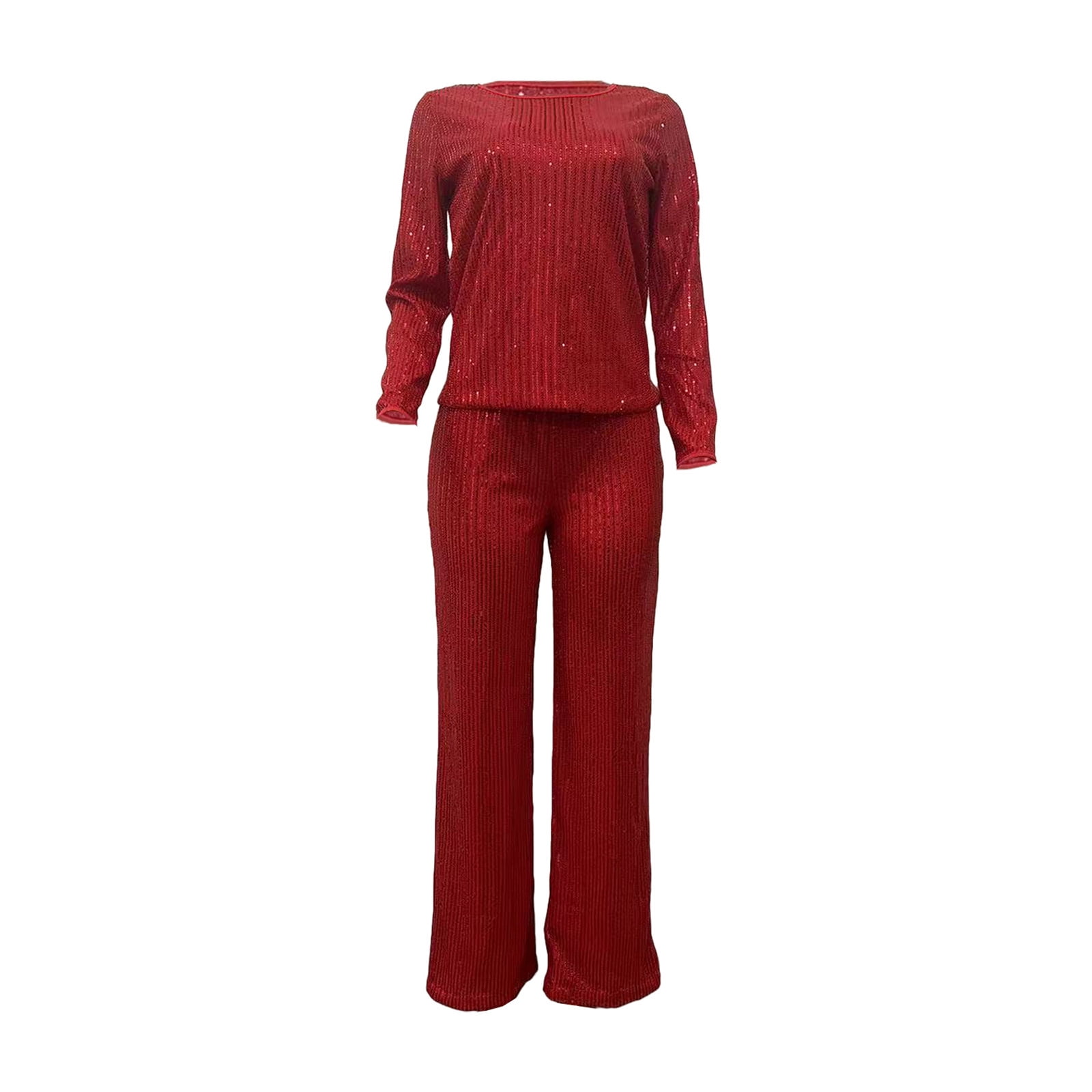 Fall Lounge Sets for Women 2 Piece Cotton Two Piece Sets for Women Shorts Vacation Women's Solid Color Sequin Fashion Suit Comfortable Casual Long Sleeve Pants Two-piece Set