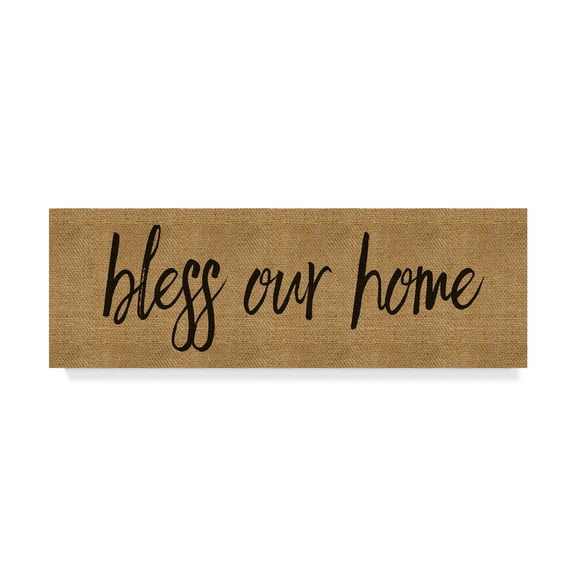 Trademark Fine Art 'Bless Our Home Burlap Long' Canvas Art by Marcee Duggar