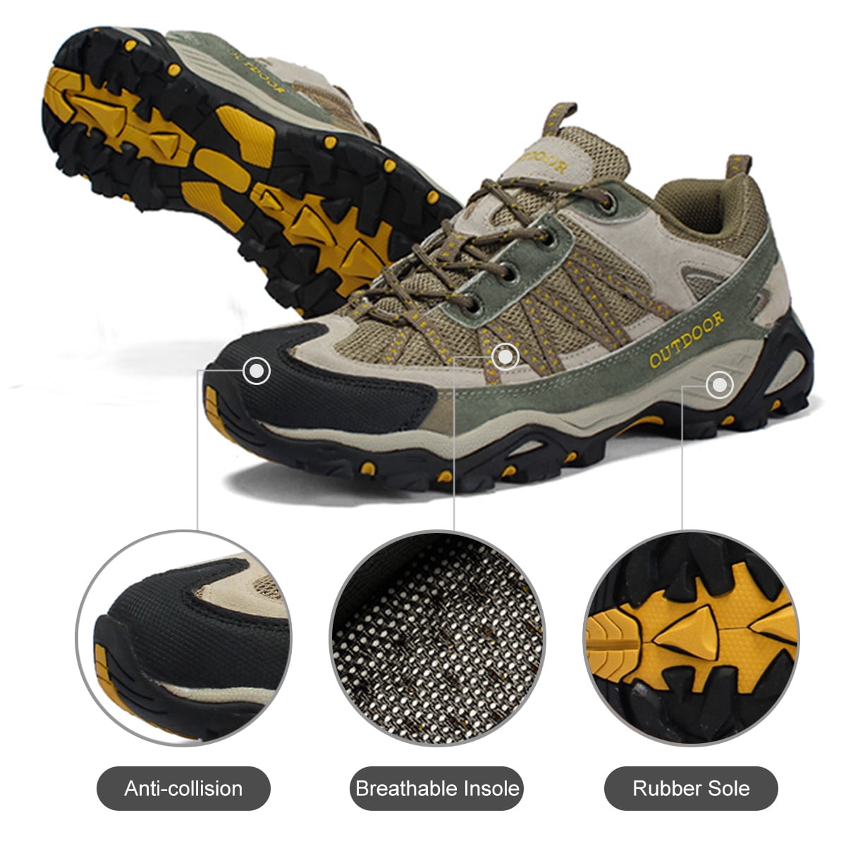 AUXDIQ Hiking Shoes Mens Waterproof Mountain Trekking Shoes Women Breathable Walking Shoes Outdoor Sports Running Camping Climbing
