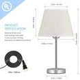 thumbnail image 2 of Small Table Lamp Set of 2, Bedside Desk Lamps, Silver Metal Lamps with Linen Fabric Shade, 2 of 3