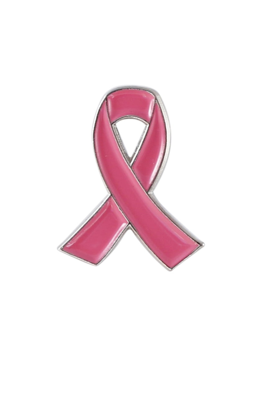 Pink Ribbon Breast Cancer Awareness Lapel Pin Color 1 with Glitter Filled for Breast Cancer Awareness Month 