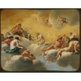 thumbnail image 2 of Simon Vouet 14x12 Black Ornate Wood Framed Double Matted Museum Art Print Titled: Assembly of the Gods, 2 of 5