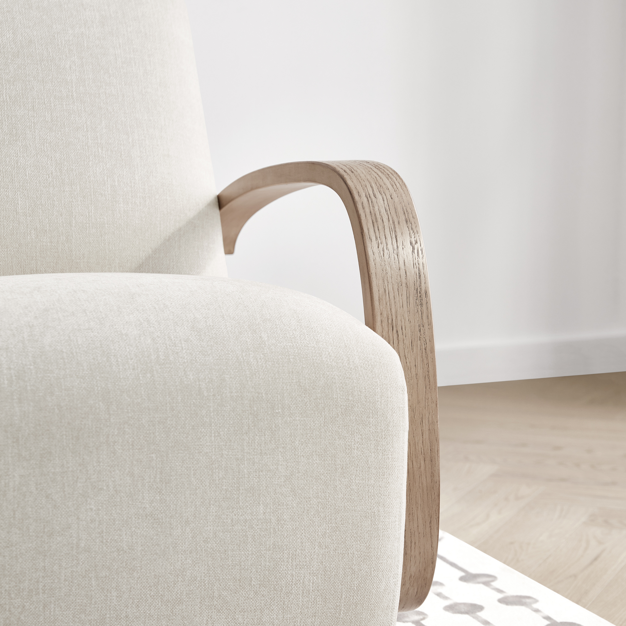 CHITA Swivel Accent Chair with U-shaped Wood Arm for Living Room Beedroom, Linen & Gray Wood - image 3 of 9