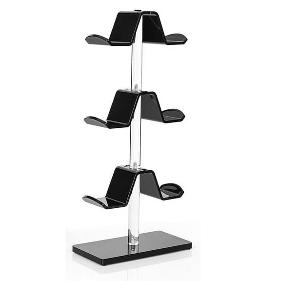 Symkmb Controller Holder Headset Stand 3 Tier,Adjustable Acrylic Gaming Controller Stand for Universal Headsets and Controllers Acrylic Black