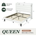 thumbnail image 5 of Amolife Queen Size Platform Bed Frame with Upholstered Velvet Wingback Slat Headboard & Built-In Charging Station, White, 5 of 9