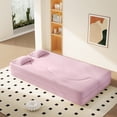 thumbnail image 2 of Teddy Fabric Floor Sofa Bed with 2 Pillows, 15" Twin Size Convertible Sleeper Sofa, High-Density Foam, No Assembly Required for Living Room, Guest Room, 2 of 10