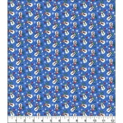 44 x 36 Christmas Mini Snowmen on Blue Glitter Fabric Traditions 100% Cotton
