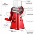 thumbnail image 2 of Fast Cutting Rotary Cheese Grater, Easy to Clean with Non-slip Suction Base, Suitable for Various Foods, Material Safety, Dishwasher Safe, Sturdy Hand-crank Handle (3 Blades Included), 2 of 5