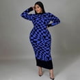 thumbnail image 4 of AURA Plus Size Plaid Print Maxi Dress Crewneck Long Sleeve Patchwork Elegant Sweet Style Long Dress for Fall Winter, 4 of 6