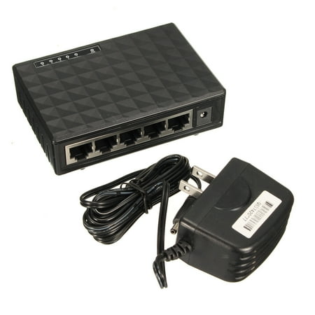 Ethernet Network Hub - Unmanaged Fast Speed 5 Port RJ45 10/100/1000Mbps Gigabit Ethernet Network LAN Switch Splitter LED Hub Adapter Plug-and-Play Sturdy Metal w/ Shielded Ports