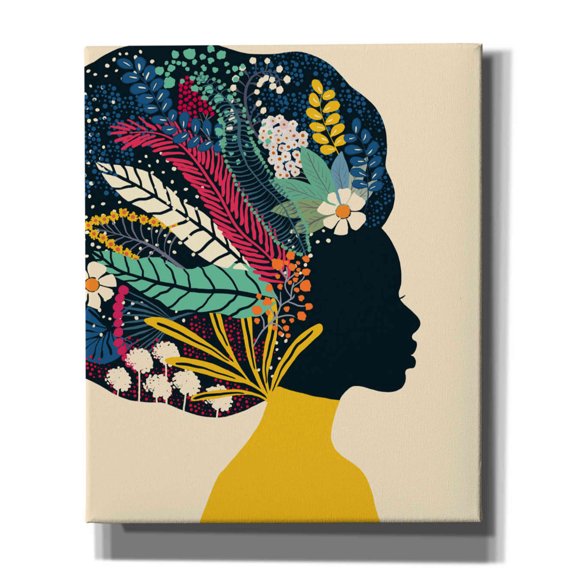 Epic Graffiti 'Afro Woman In Yellow' by Ioana Horvat, Giclee Canvas Wall Art, 20"x24"