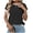 Black, variant on Staron Women Knitted Ribbed Round Neck Short Sleeve Casual Comfy Basic Loose Tops Tshirt Blouse, Blue S