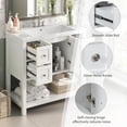 thumbnail image 4 of 36" Bathroom Vanity with Sink Top, Modern Bathroom Vanities with 4 Drawers & Open Shelf, Wood Bathroom Cabinet with Undermount Sink, White, 4 of 18