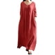 thumbnail image 1 of Vestido suelto ocasional de las mujeres del otoño Sólido cuello en V manga larga de algodón Ret Romacci Vestido, 1 of 7