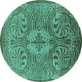 thumbnail image 1 of Ahgly Company Indoor Round Oriental Turquoise Blue Industrial Area Rugs, 6' Round, 1 of 4